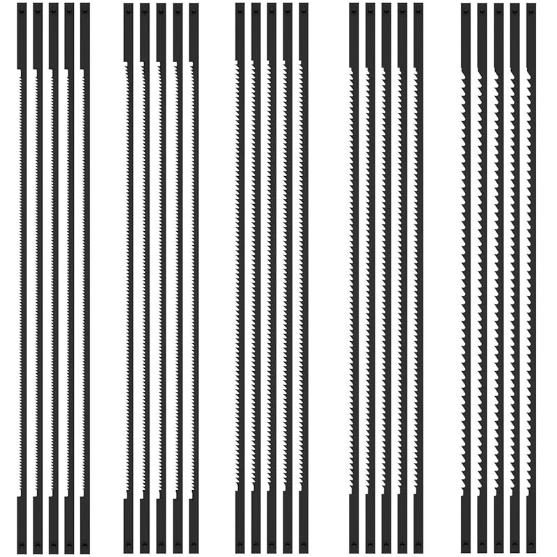 25 Pcs 6-1/2 Inch Scroll Saw Blade Set, High Carbon Coping Blades 10–2