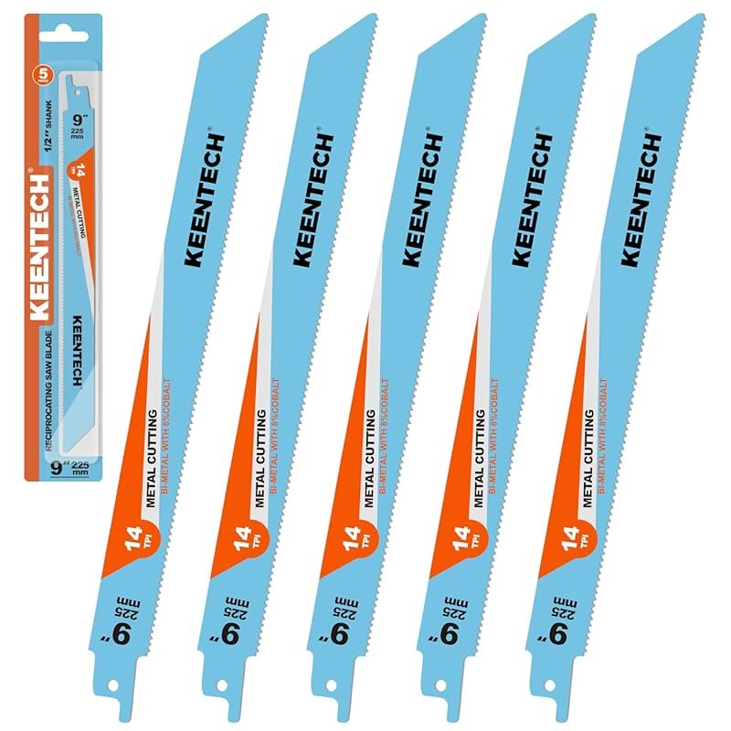 KEENTECH 9-Inch Bi-Metal Reciprocating Saw Blades 14 TPI for Clean Met