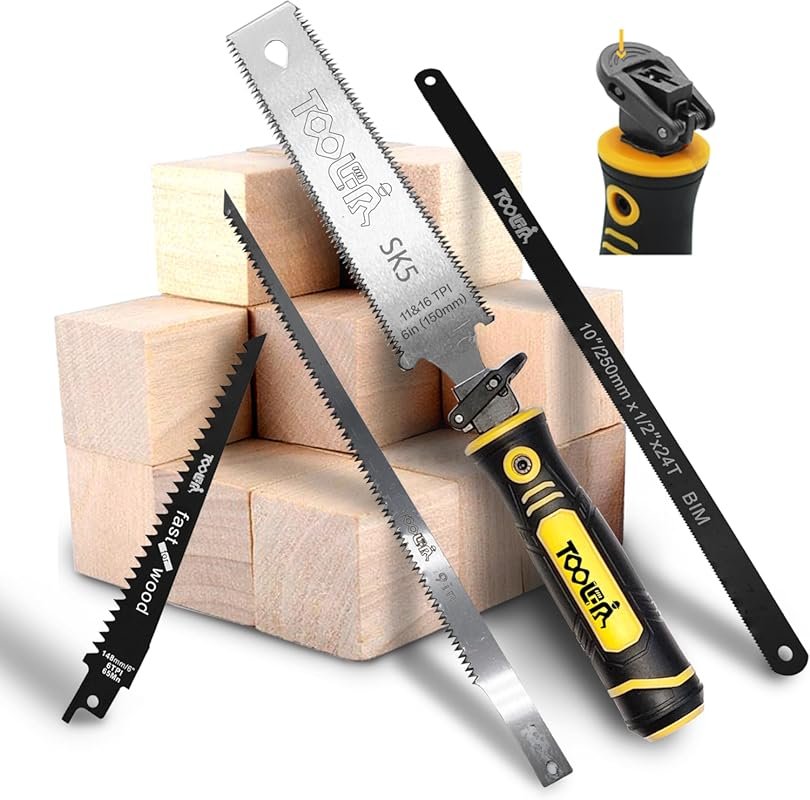 5-in-1 Multi-Blade Hand Saw, 6" Double-Edge Japanese Pull, Drywall, Ha