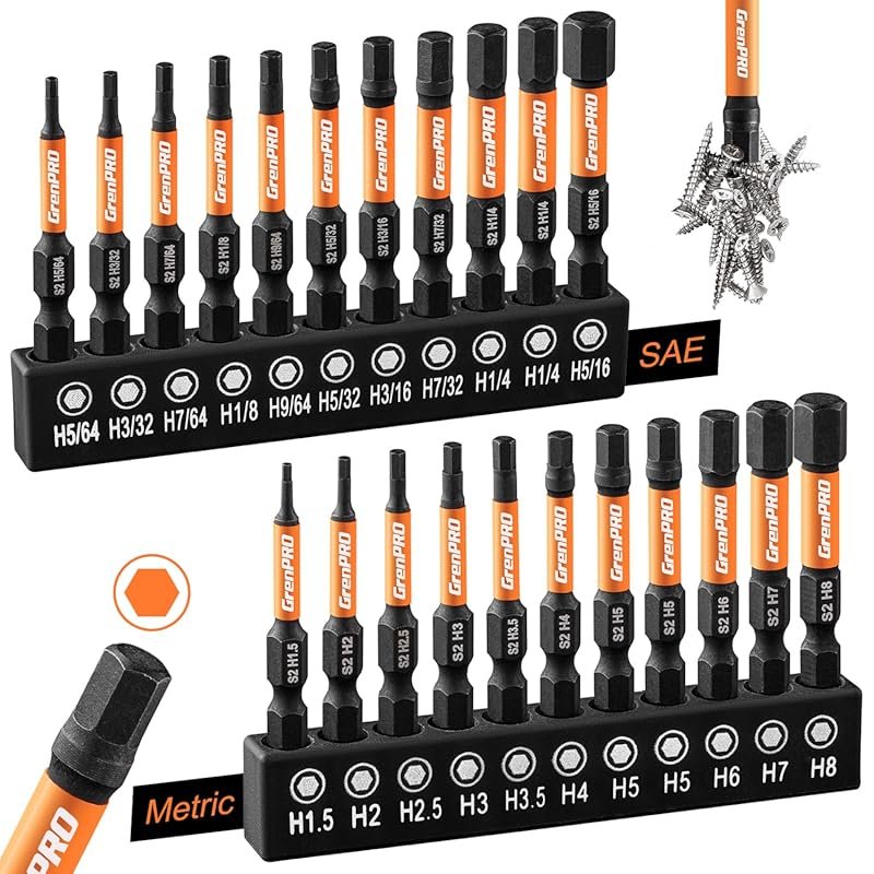 22-Piece Allen Wrench Drill Bit Set, Hex Bit Set with Magnetic 1/4