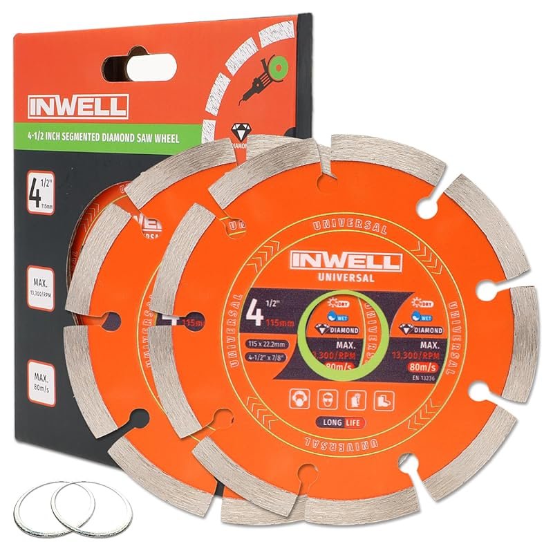 4-1/2" Segmented Diamond Saw Blades 2-Pack, Heavy-Duty Cutting Wheels 