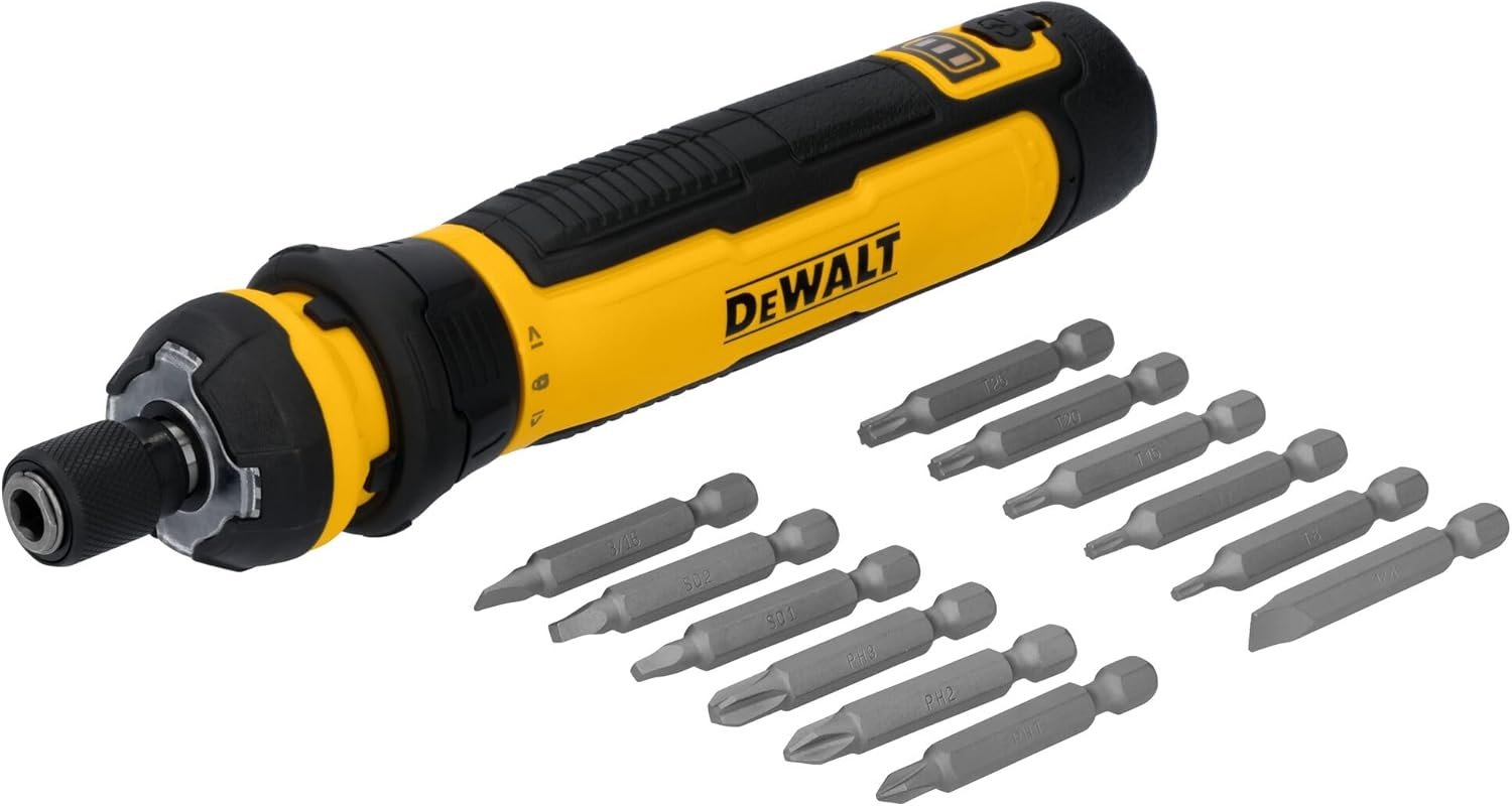 DEWALT 4V Cordless Screwdriver with USB Charging, 12 Bits, LED Light, 