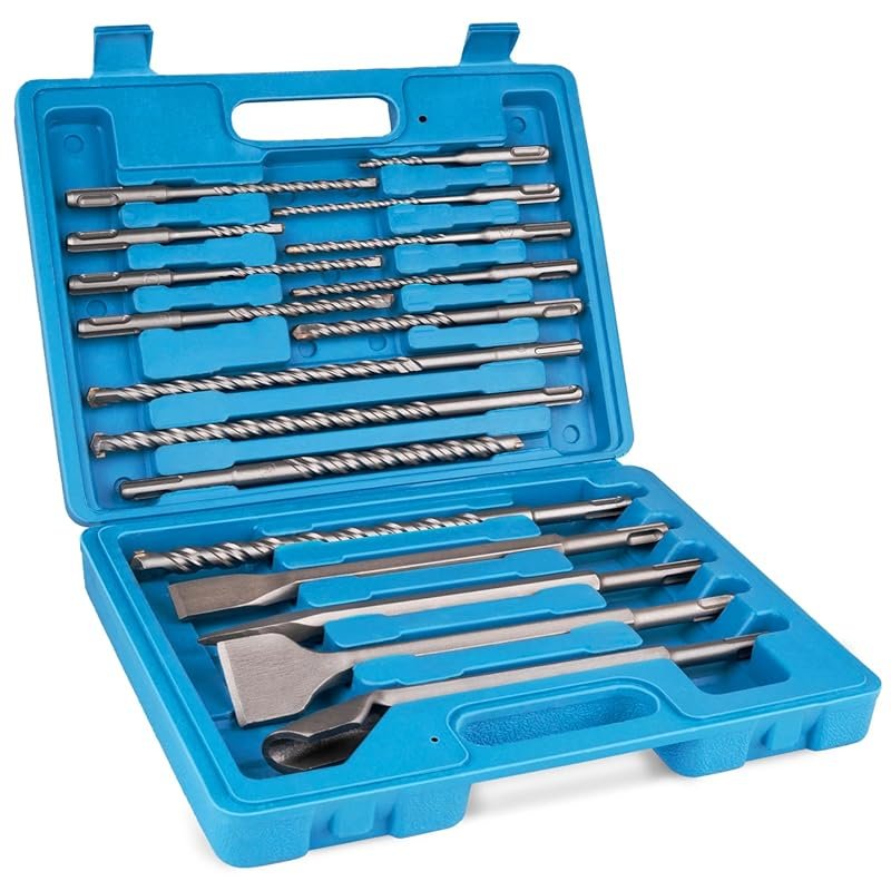 17-Piece SDS Plus Concrete Masonry Drill Bit and Chisel Set with Carbi