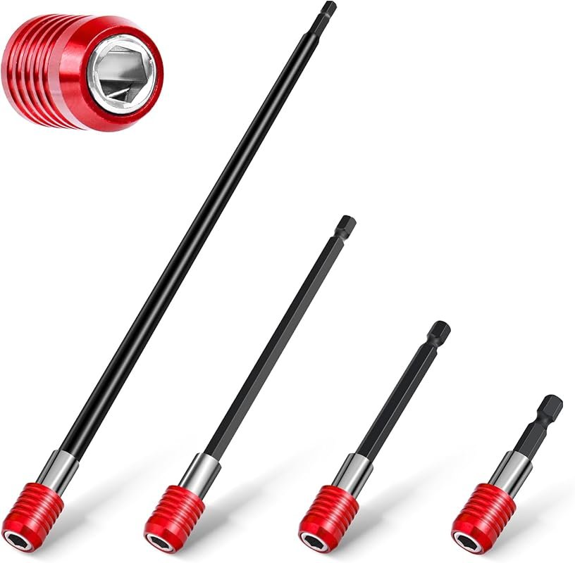 Magnetic Drill Bit Extension Holder Set, 4 Pieces with Quick Release f