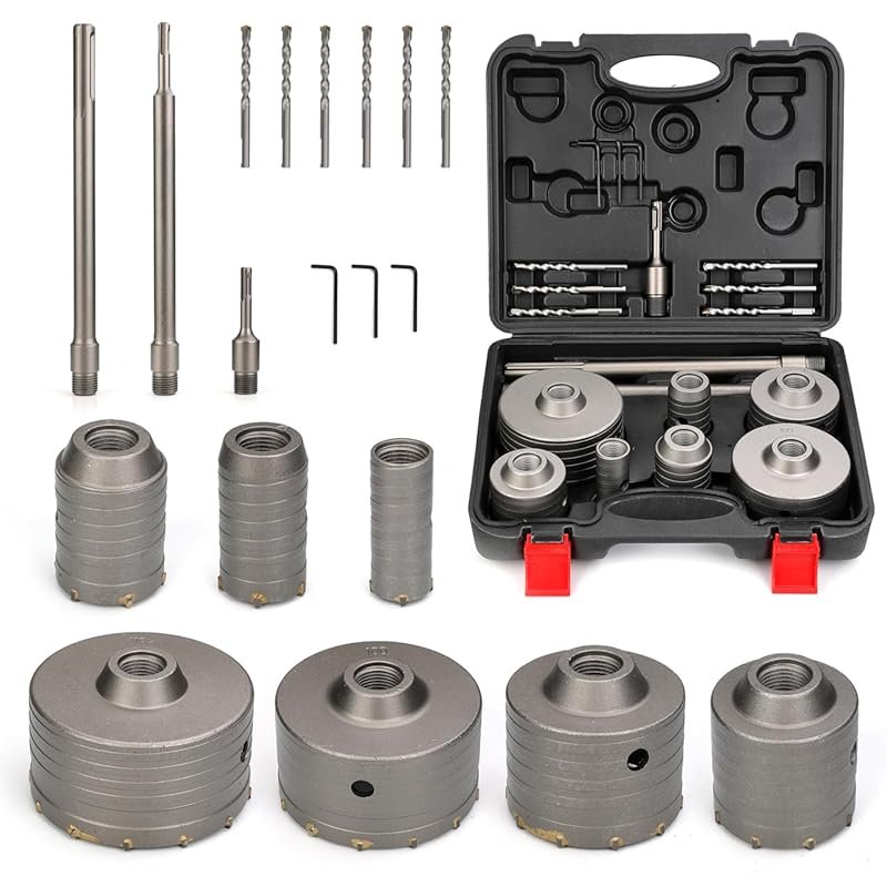 20-Piece Concrete Hole Saw Set with SDS Plus and Max Shanks for Cement