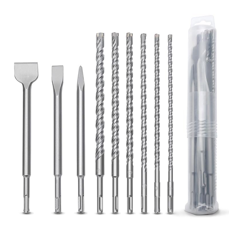 9-Piece SDS Plus Rotary Hammer Drill Bit and Chisel Set, 8-18mm for Ma