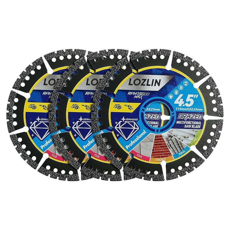 3-Pack 4.5" Diamond Multi-Purpose Saw Blades, Heavy-Duty Angle Grinder