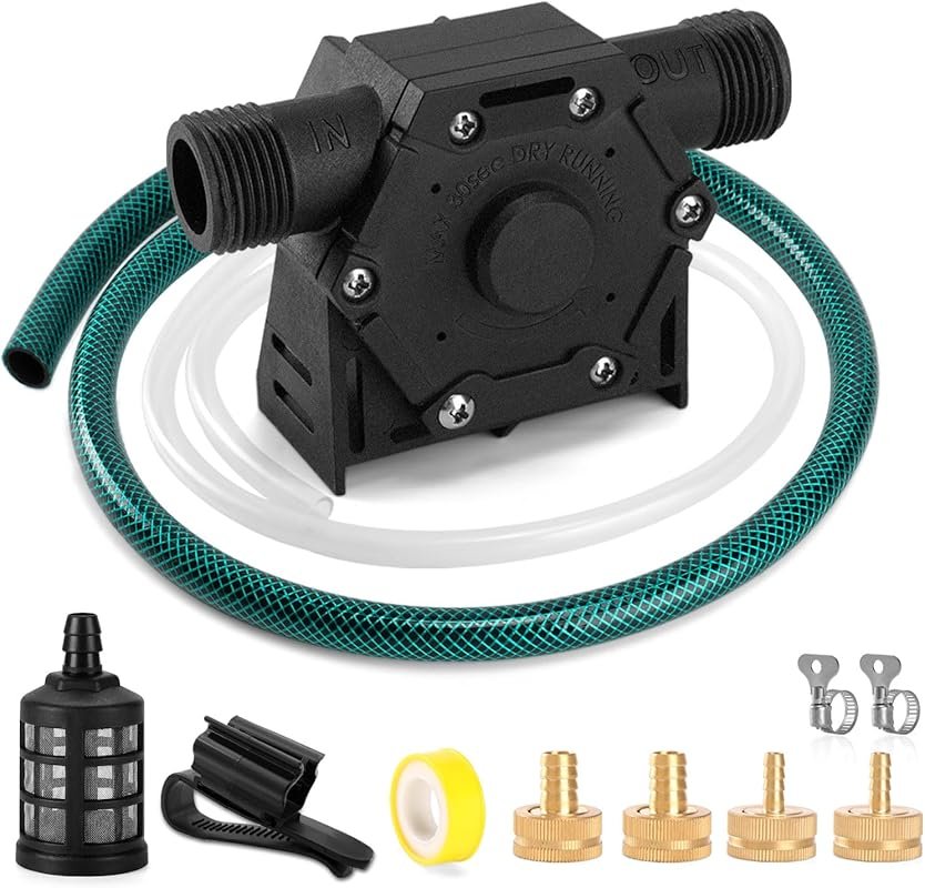 750 GPH Electric Drill Pump Kit (12Pcs): Includes Water Hose, Oil Hose