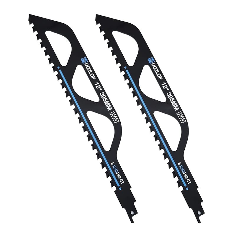 12" Masonry Reciprocating Saw Blades 2-Pack, 2TPI Carbide Teeth for Br