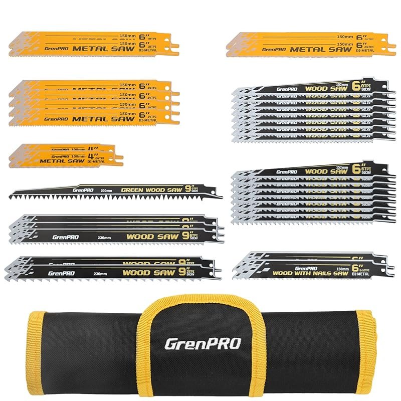 34-Piece Reciprocating Saw Blade Set with Organizer Pouch, Universal M