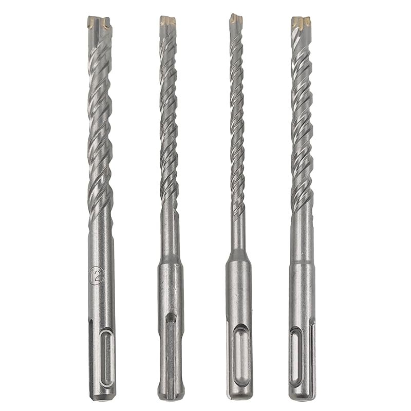 4-Piece SDS Plus Masonry Drill Bit Set (6/8/10/12mm) with Case for Con