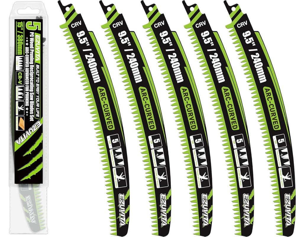 9.5-Inch Arc Curved Reciprocating Saw Blades 5TPI CR-V Steel Set with 