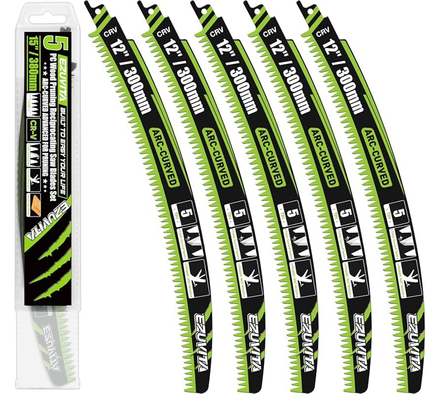 12-Inch Arc Curved Reciprocating Saw Blades 5TPI CR-V Steel Set with S