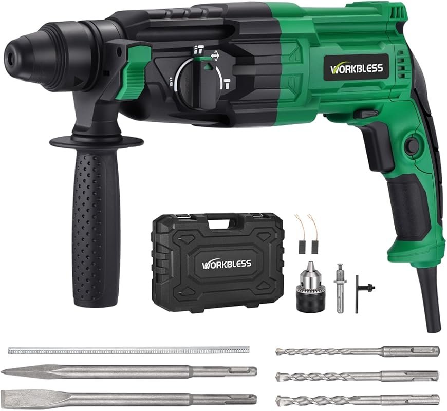 1 Inch SDS-Plus 8 Amp 4-Function Variable Speed Rotary Hammer Drill wi
