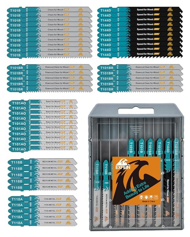 50-Piece T-Shank Jigsaw Blades Set for Metal and Softwood Plywood, Pro