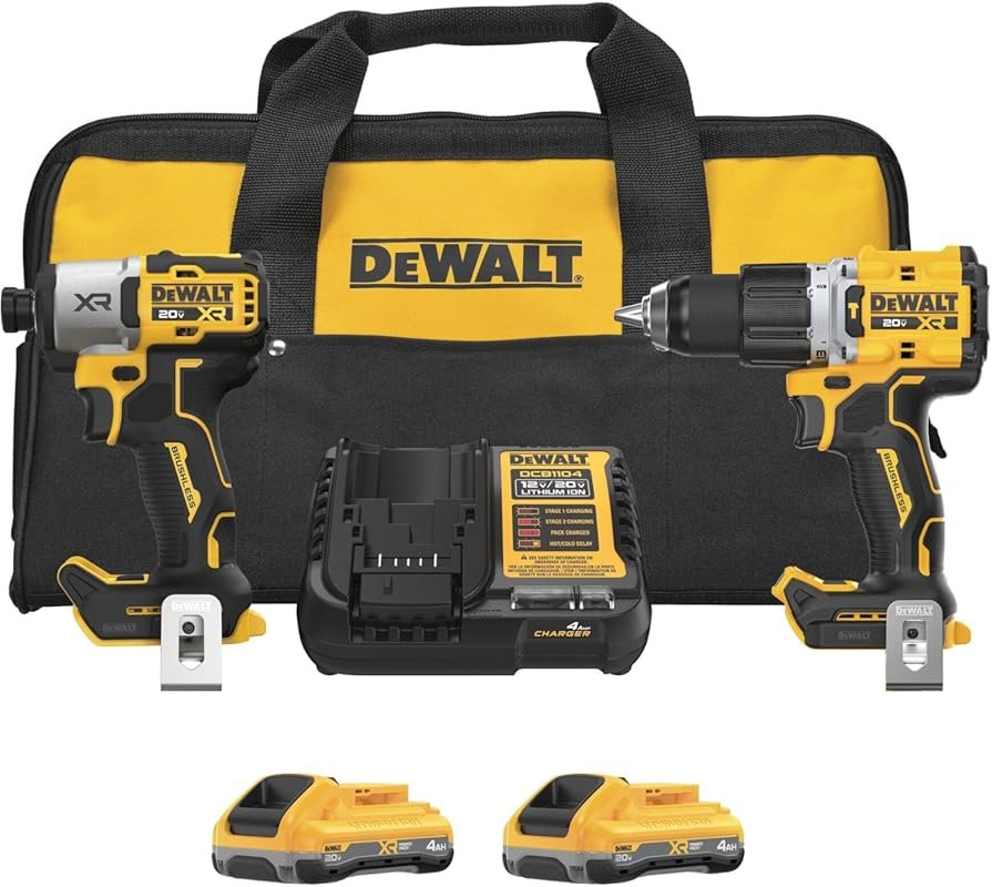 DEWALT 20V MAX XR Hammer Drill and Impact Driver Combo Kit with 2x 4ah