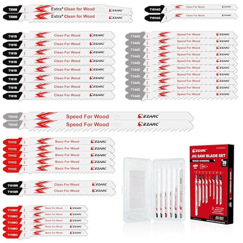 EZARC 36-Piece T-Shank Jigsaw Blade Set