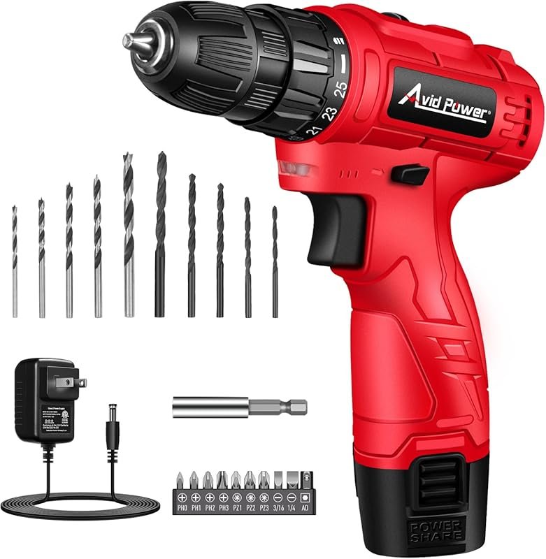 AVID POWER 12V Cordless Drill with Keyless Chuck, High Speed, Torque C
