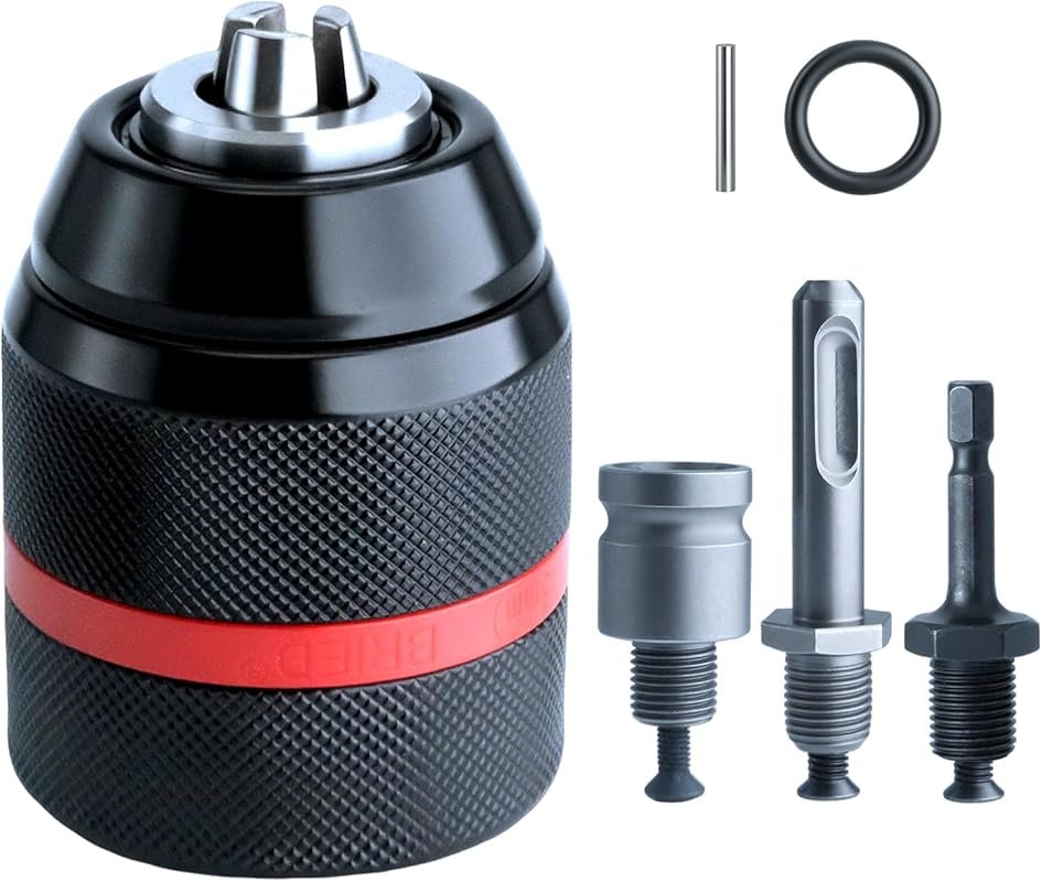 3-in-1 Keyless Drill Chuck Adapter with SDS-Plus Hex and Square Shanks
