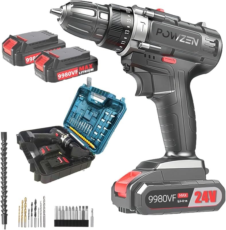 24V Brushless Cordless Power Drill Kit with 2x4.0Ah Batteries, 531 In-