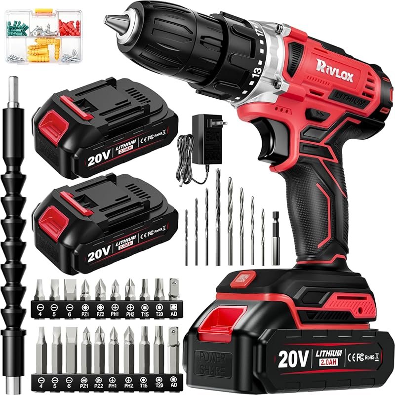 20V Cordless Drill Set with 30Nm Torque, 2-Speed, 34 Accessories, and 