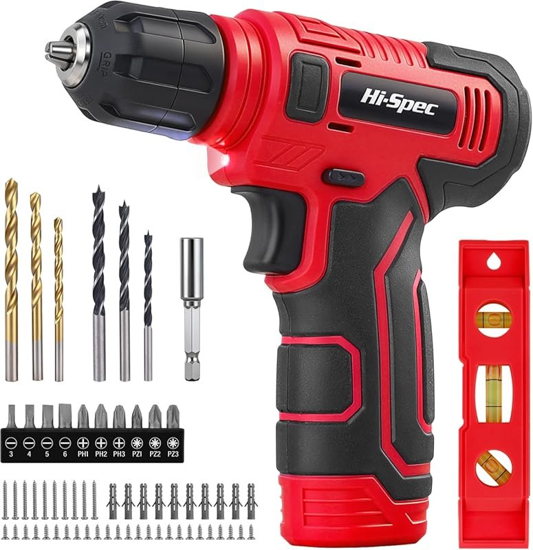 Hi-Spec 8V USB Power Drill Driver Set - Rechargeable Cordless Electric