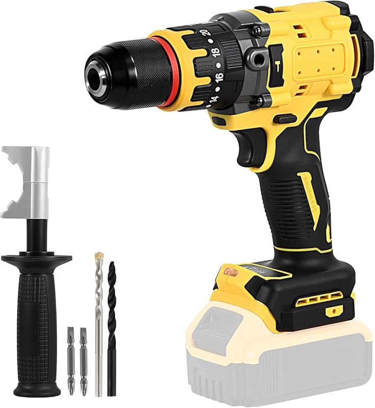 Dewalt-Compatible Cordless Hammer Drill, 1/2" Brushless for Concrete, 