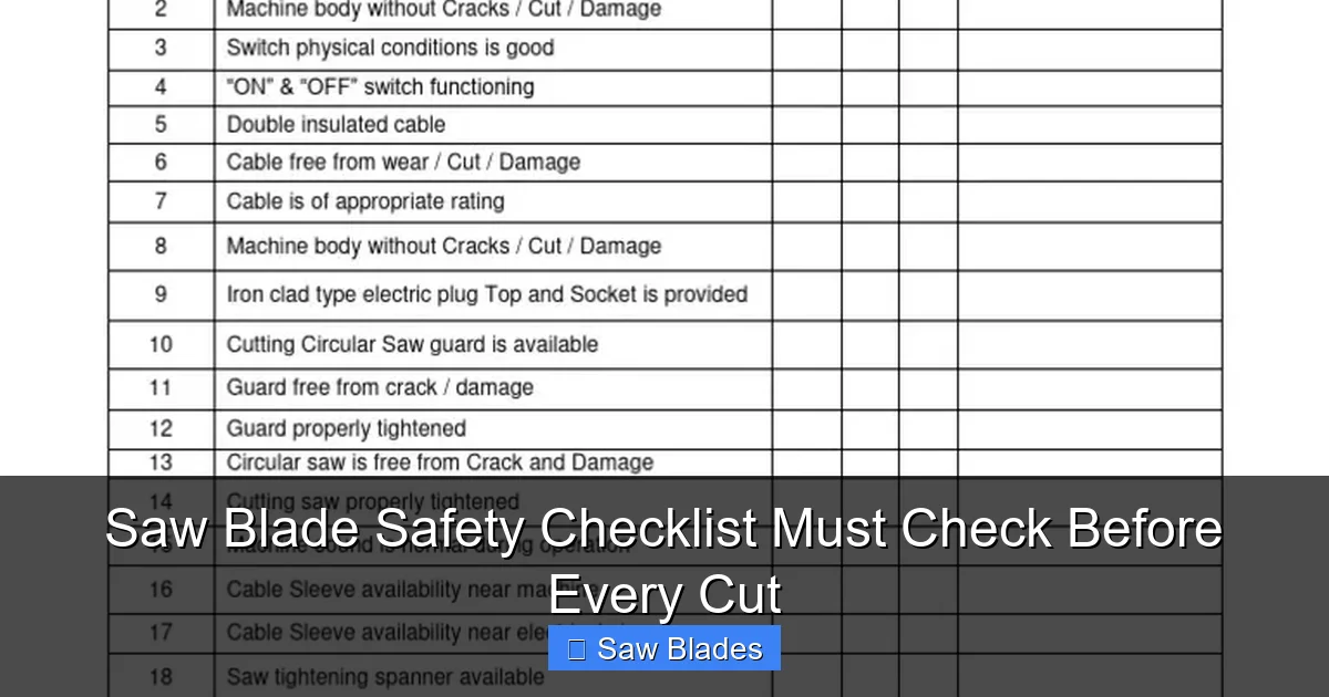 Saw Blade Safety Checklist Must Check Before Every Cut