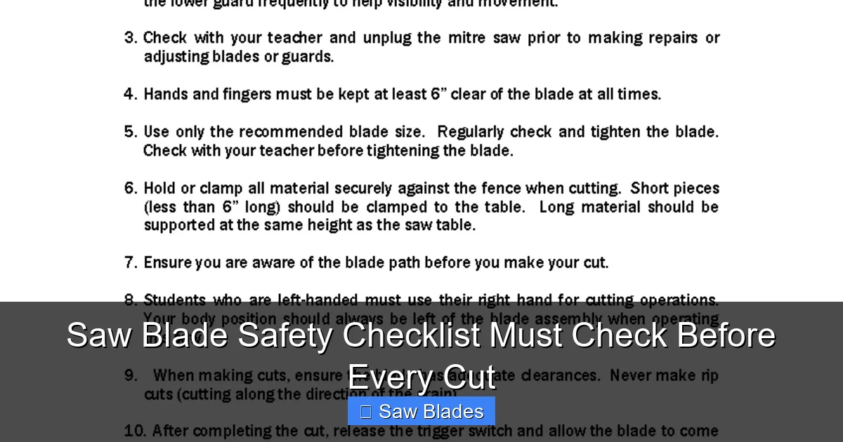 Saw Blade Safety Checklist Must Check Before Every Cut