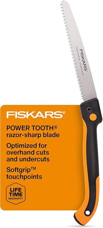 Fiskars Folding Hand Saw with Dual-Position Lock and Triple-Ground Pow
