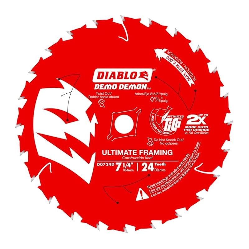 Diablo 7-1/4 Inch 24-Tooth Demo Demolition Saw Blade, D0724DA
