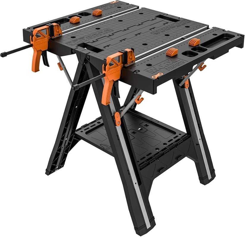 Worx Pegasus 2-in-1 Folding Work Table and Sawhorse with Clamps