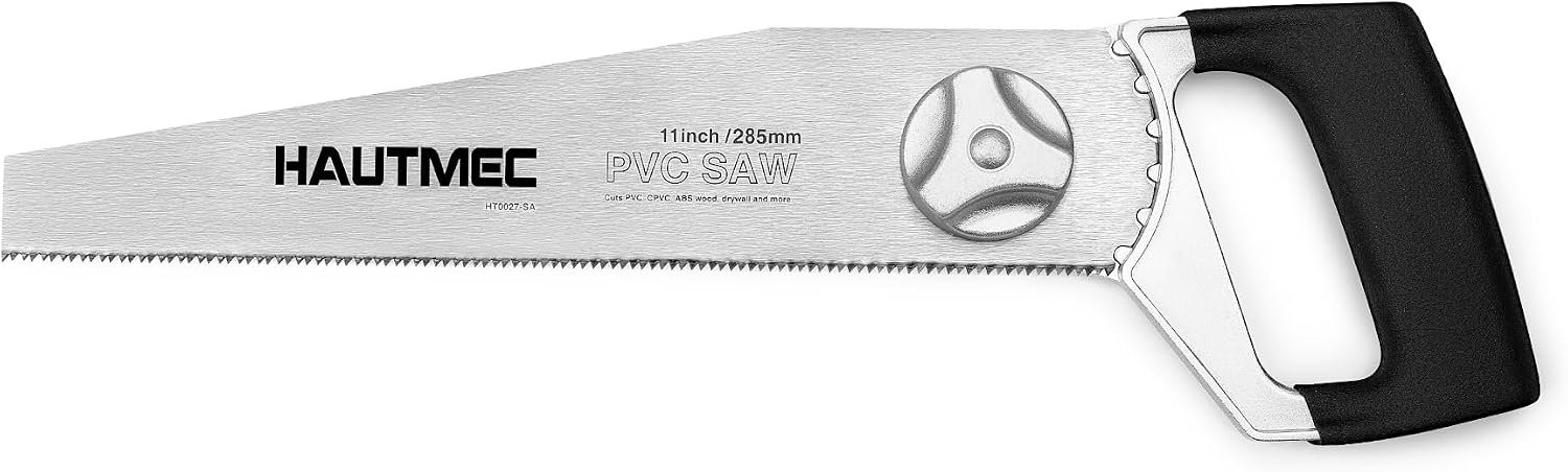 HAUTMEC 11-Inch PVC Pipe Saw, Heavy-Duty Hand Saw for Plastic, ABS, Dr