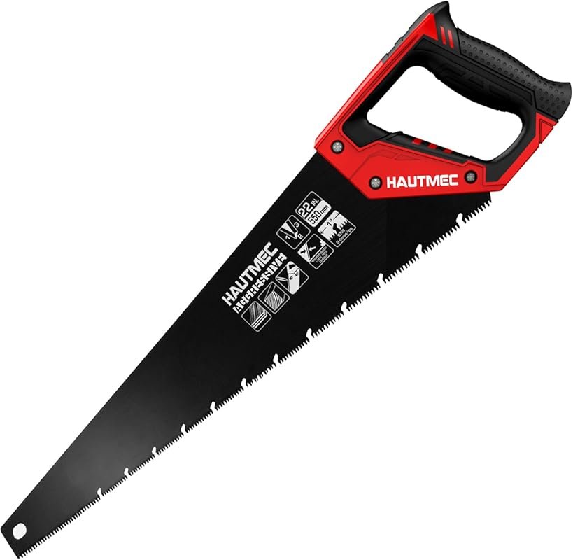 HAUTMEC 22-Inch Aggressive Wood Hand Saw, 9 TPI Triple-Ground Teeth, R