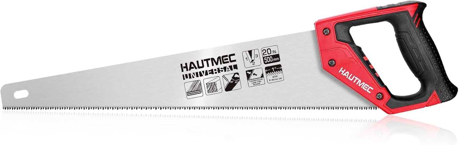 HAUTMEC 20-Inch Aggressive Crosscut Hand Saw for Wood, Logs, and Lumbe