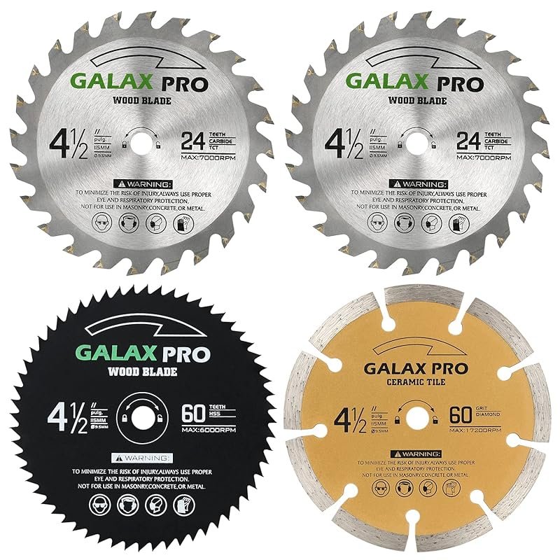 GALAX PRO 4-Piece 4-1/2-Inch Circular Saw Blade Set for Wood and Metal