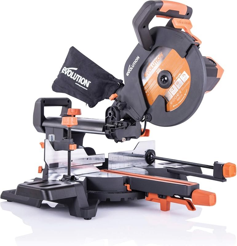 Evolution Power Tools R255SMS+ 10-Inch Sliding Miter Saw, Multi-Materi