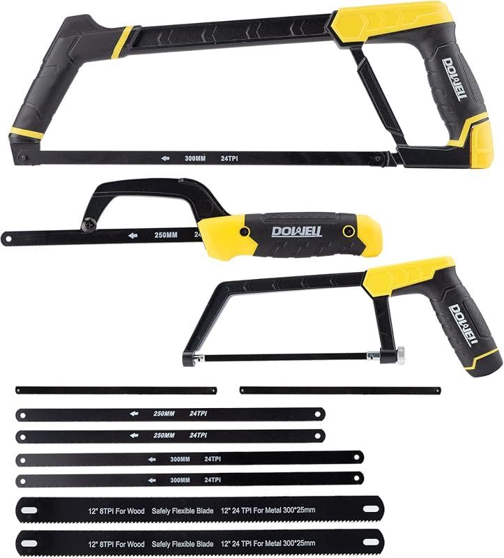 DOWELL Heavy Duty Hacksaw Frame Set with Multiple Sizes and 8 Extra Bl