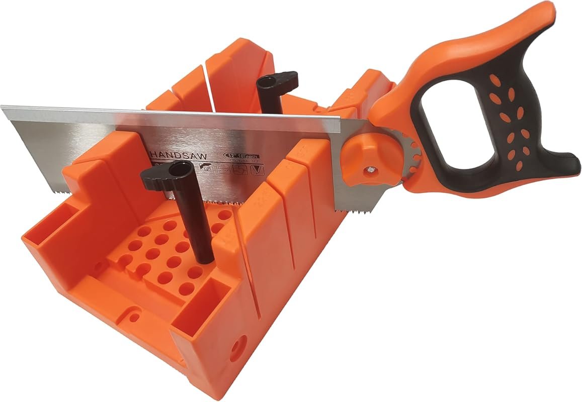 12-Inch Miter Box with Reinforced Steel Back Saw and Preset Angle Cuts