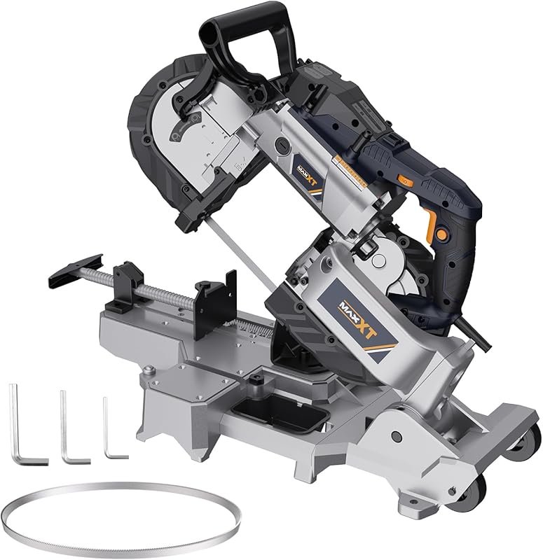 MAXXT Portable 10-Amp Band Saw with Aluminum Base, 5-Inch Deep Cut, Va