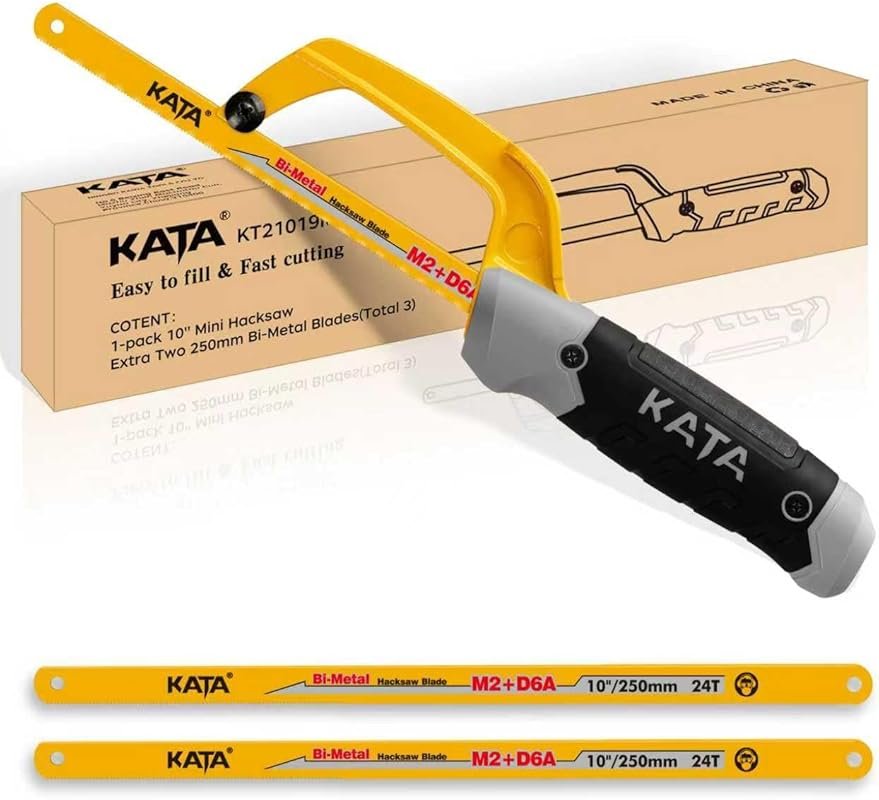 KATA Mini Hacksaw for Metal Cutting, Compact 10-Inch Aluminum Frame wi
