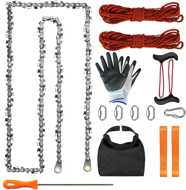 Rope Saw for Tree Limbs, 55-Inch Chain Saw with 70 Teeth and 46-Foot R