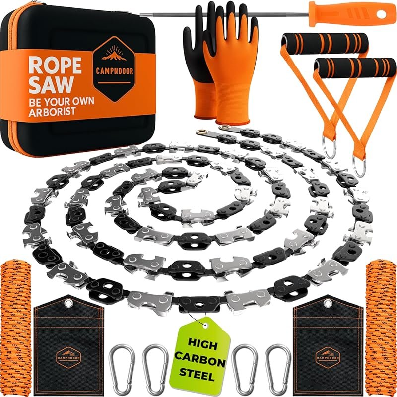CAMPNDOOR 53-Inch High Limb Rope Saw, 360 Chain Saw with Ergonomic Han