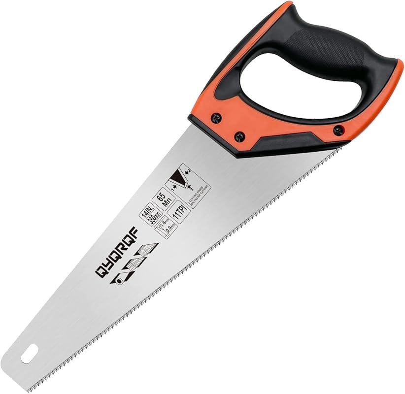 14-Inch Heavy Duty Hand Saw with Ergonomic Rust-Proof Handle for Wood