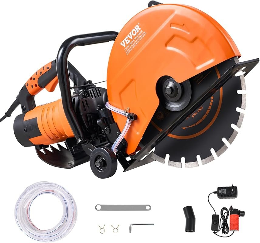 VEVOR 14-Inch Electric Concrete Saw, 2600W Wet/Dry Cutter with 6-Inch