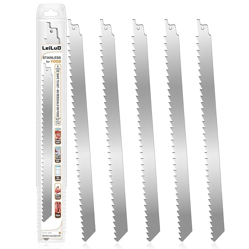 LEILUO 12-Inch Frozen Meat Reciprocating Saw Blades with Storage Box