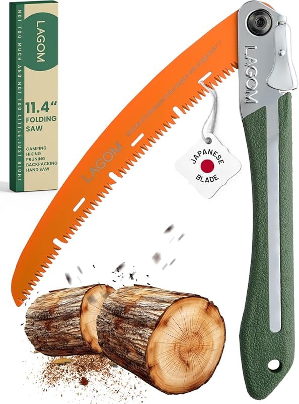 LAGOM 11.4-Inch Folding Camp Saw, SK5 Curved Blade with Ergonomic Hand