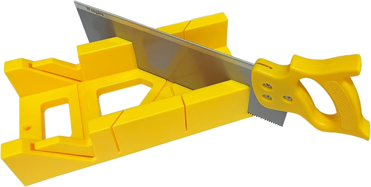Mitre Box and Saw Set for Wood and Gypsum with 45° and 90° Cuts