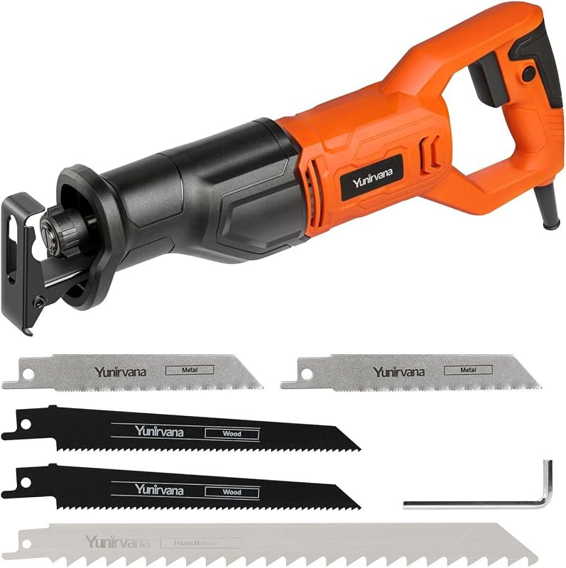Yunirvana 120V Reciprocating Saw, 6.0 Amp Variable Speed Corded Tool f