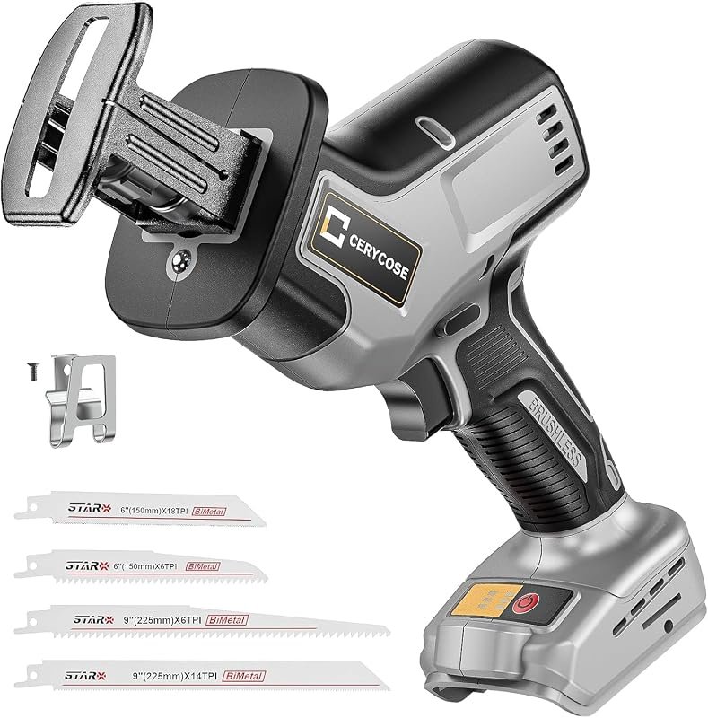 Cerycose Cordless Reciprocating Saw for DeWalt 20V Battery, Brushless,